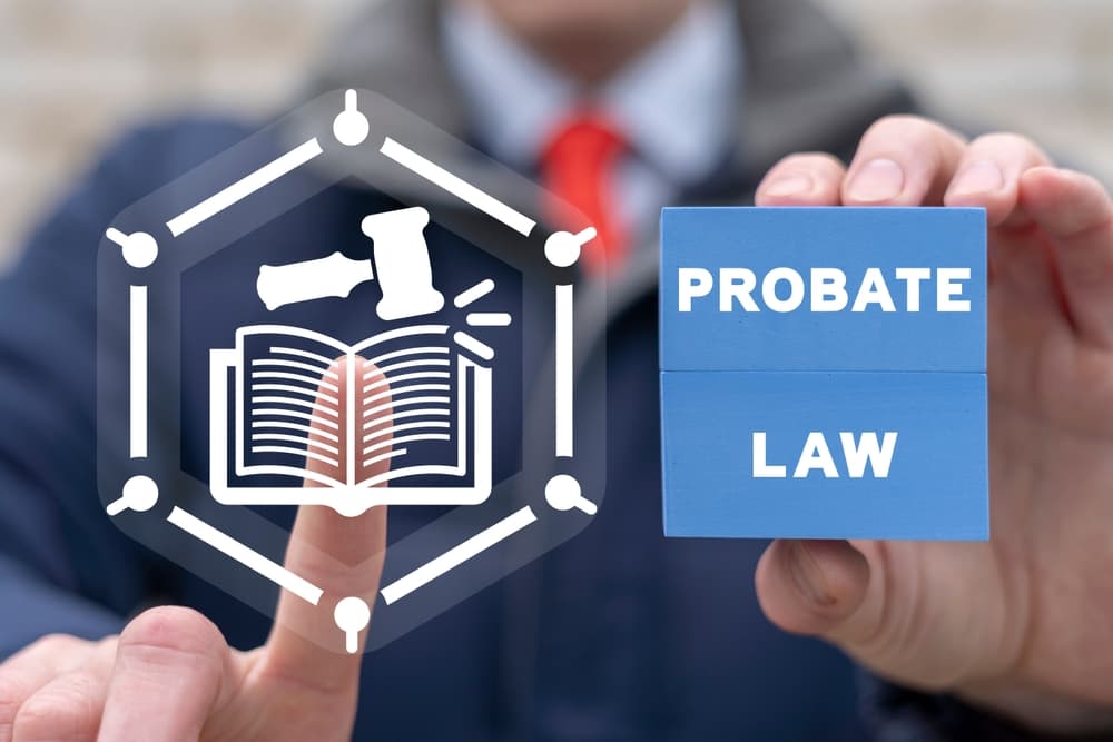 Law concept: Probate law book. Probate law involves managing the assets and debts of a deceased person.