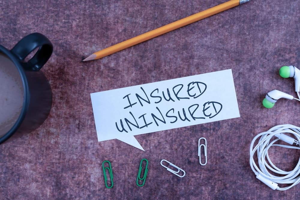 Handwriting text Insured Uninsured