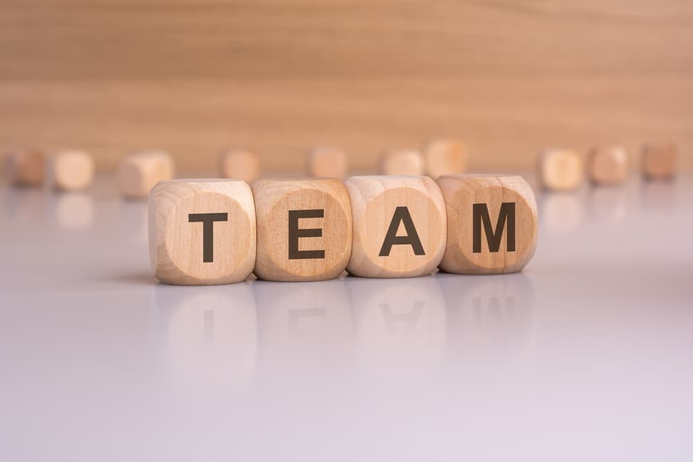 Wooden blocks that spell out the word TEAM